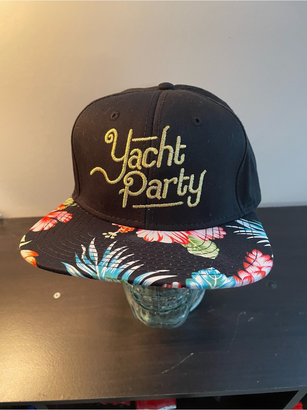 Yacht Party Black Floral Brim Snapback Hat